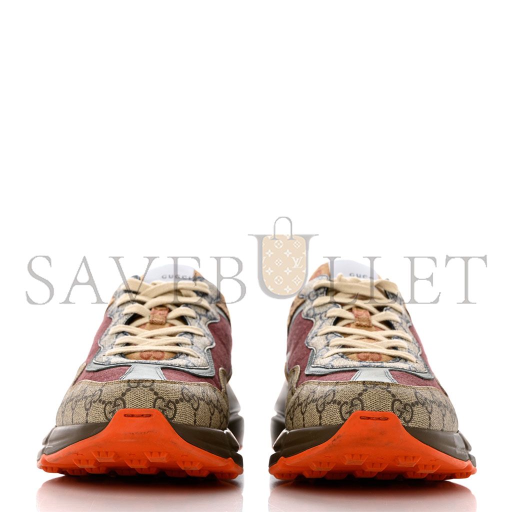 GUCCI GG SUPREME MONOGRAM MIX MONOGRAM MENS RHYTON SNEAKERS 12 BORDEAUX BEIGE EBONY 1156612
